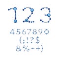 Numbers, signs, from jewelry with the eye of fatima, beads, amulet. Set of isolated vector objects.